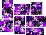 Purple Graffiti - 7 Piece Fabric Peel and Stick Wall Skin Art (50x38 inches)