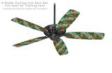 Famingos and Flowers Seafoam Green - Ceiling Fan Skin Kit fits most 52 inch fans (FAN and BLADES SOLD SEPARATELY)