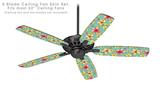 Beach Flowers Seafoam Green - Ceiling Fan Skin Kit fits most 52 inch fans (FAN and BLADES SOLD SEPARATELY)