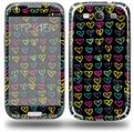 Kearas Hearts Black - Decal Style Skin (fits Samsung Galaxy S III S3)