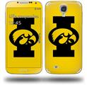 Iowa Hawkeyes Tigerhawk Oval 02 Black on Gold - Decal Style Skin (fits Samsung Galaxy S IV S4)