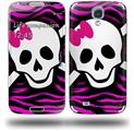 Pink Zebra Skull - Decal Style Skin (fits Samsung Galaxy S IV S4)